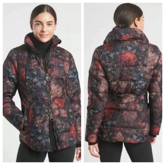 Athleta Downtown Printed Puffer Jacket Antoinette Norwegian Floral Size Medium